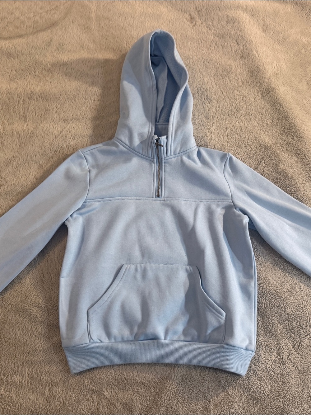 Arshiner Girls Size 8 Light Blue Half-Zip Pullover Hoodie | Kangaroo Pocket